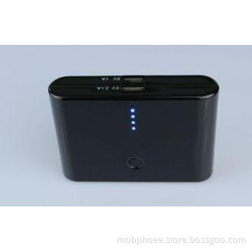 Black 15000mah Dual USB Power Bank 18650 Lithium Battery Fo